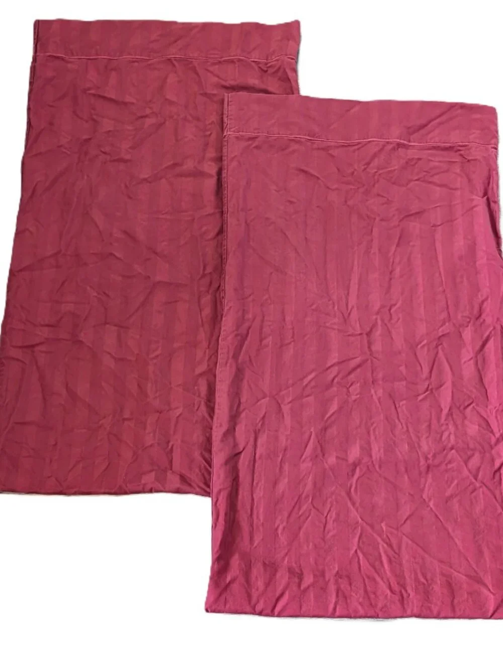 VTG Set of 2 Chris Madden JCPenney King Pillowcases Burgundy Striped 100% Cotton